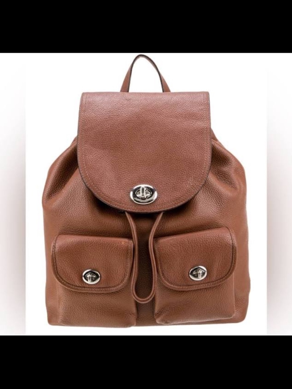 Coach Pebbled Leather Drawstring Backpack in Cognac - Picture 6 of 6